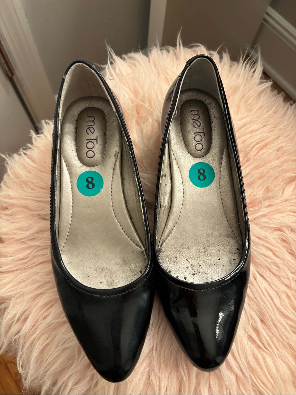 Me Too Black Patent wedges size 8